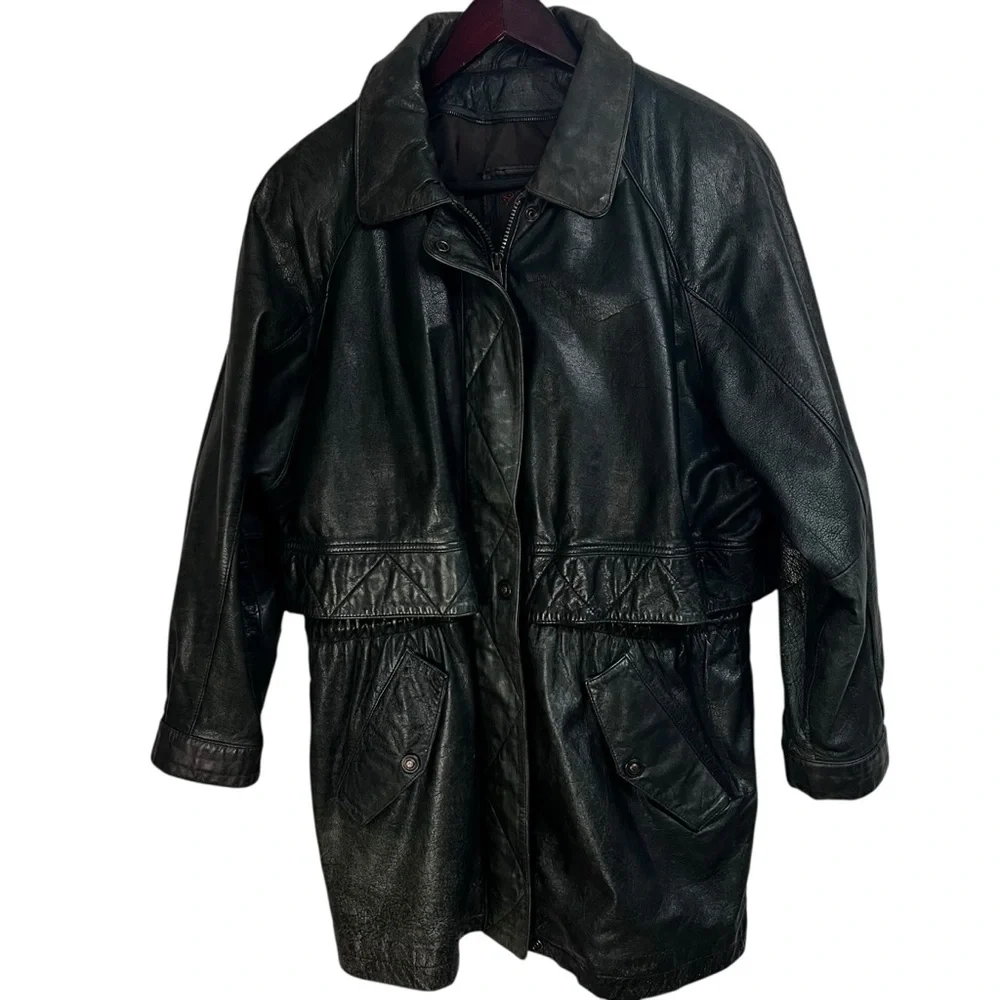 Vintage 1985 Wilsons Leather | Dark Green Parka Jacket | Men’s L (23” Chest) VTG - Picture 6 of 13